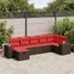 vidaXL Salon de jardin avec coussins 7 pcs marron résine tressée