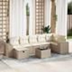 vidaXL Salon de jardin avec coussins 8 pcs beige résine tressée