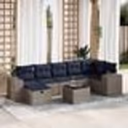 vidaXL Salon de jardin 8 pcs avec coussins gris résine tressée
