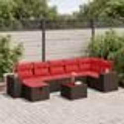 vidaXL Salon de jardin 8 pcs avec coussins marron résine tressée