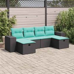 Salon De Jardin 6 Pcs Avec Coussins Noir Résine Tressée Vidaxl