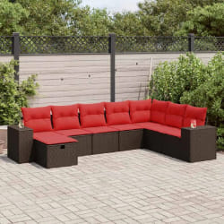 vidaXL Salon de jardin 8 pcs avec coussins marron résine tressée