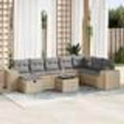 vidaXL Salon de jardin avec coussins 9 pcs beige résine tressée