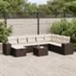 vidaXL Salon de jardin avec coussins 9 pcs marron résine tressée