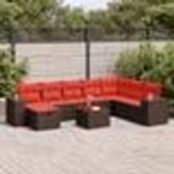 vidaXL Salon de jardin avec coussins 9 pcs marron résine tressée