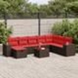 vidaXL Salon de jardin avec coussins 9 pcs marron résine tressée