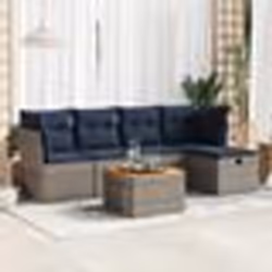 vidaXL Salon de jardin 6 pcs avec coussins gris résine tressée