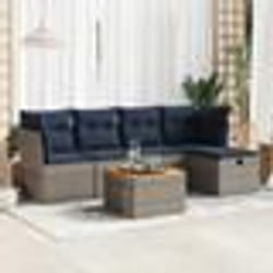 vidaXL Salon de jardin 6 pcs avec coussins gris résine tressée