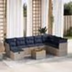 vidaXL Salon de jardin 9 pcs avec coussins gris résine tressée