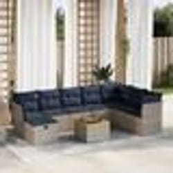 vidaXL Salon de jardin 9 pcs avec coussins gris résine tressée