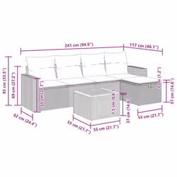 Salon De Jardin 6 Pcs Avec Coussins Noir Résine Tressée Vidaxl - Vue supplémentaire 2