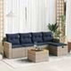 vidaXL Salon de jardin 6 pcs avec coussins gris résine tressée