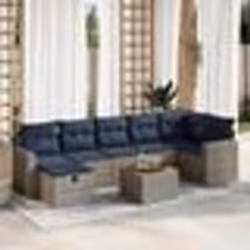 vidaXL Salon de jardin 8 pcs avec coussins gris résine tressée