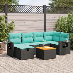 Salon De Jardin 7 Pcs Avec Coussins Noir Résine Tressée Vidaxl