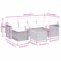 Salon De Jardin 7 Pcs Avec Coussins Noir Résine Tressée Vidaxl - Vue supplémentaire 2