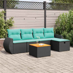 Salon De Jardin 6 Pcs Avec Coussins Noir Résine Tressée Vidaxl