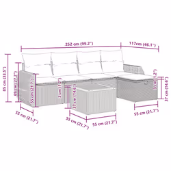 Salon De Jardin 6 Pcs Avec Coussins Noir Résine Tressée Vidaxl - Vue supplémentaire 2