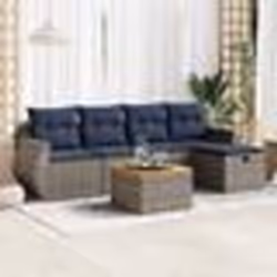 vidaXL Salon de jardin 6 pcs avec coussins gris résine tressée