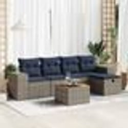 vidaXL Salon de jardin 6 pcs avec coussins gris résine tressée