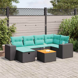 Salon De Jardin 7 Pcs Avec Coussins Noir Résine Tressée Vidaxl