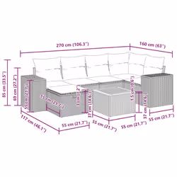 Salon De Jardin 7 Pcs Avec Coussins Noir Résine Tressée Vidaxl - Vue supplémentaire 2