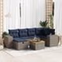 vidaXL Salon de jardin avec coussins 7 pcs gris résine tressée