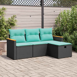 Salon De Jardin 4 Pcs Avec Coussins Noir Résine Tressée Vidaxl
