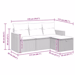 Salon De Jardin 4 Pcs Avec Coussins Noir Résine Tressée Vidaxl - Vue supplémentaire 2