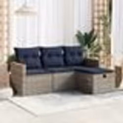 vidaXL Salon de jardin 4 pcs avec coussins gris résine tressée