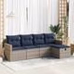vidaXL Salon de jardin 5 pcs avec coussins gris résine tressée