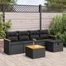 vidaXL Salon de jardin 6 pcs avec coussins noir résine tressée