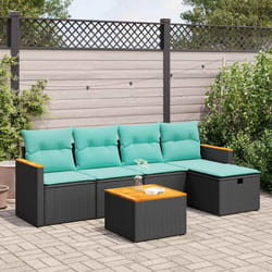 Salon De Jardin 6 Pcs Avec Coussins Noir Résine Tressée Vidaxl