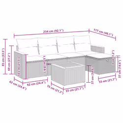 Salon De Jardin 6 Pcs Avec Coussins Noir Résine Tressée Vidaxl - Vue supplémentaire 2