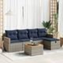 vidaXL Salon de jardin 6 pcs avec coussins gris résine tressée