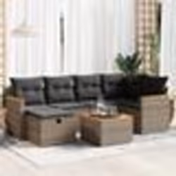 vidaXL Salon de jardin avec coussins 7 pcs gris résine tressée