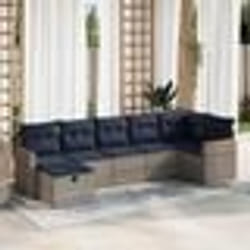 vidaXL Salon de jardin avec coussins 7 pcs gris résine tressée