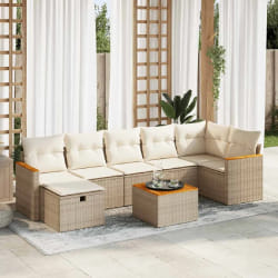 vidaXL Salon de jardin avec coussins 8 pcs beige résine tressée