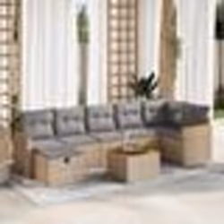 vidaXL Salon de jardin avec coussins 8 pcs beige résine tressée