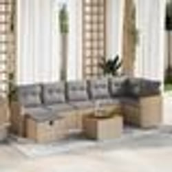 vidaXL Salon de jardin avec coussins 8 pcs beige résine tressée