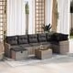 vidaXL Salon de jardin 8 pcs avec coussins gris résine tressée