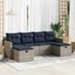 vidaXL Salon de jardin 6 pcs avec coussins gris résine tressée