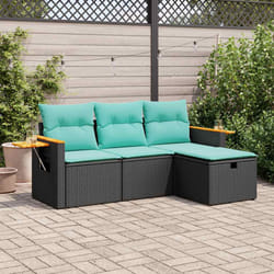 Salon De Jardin 4 Pcs Avec Coussins Noir Résine Tressée Vidaxl