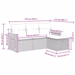 Salon De Jardin 4 Pcs Avec Coussins Noir Résine Tressée Vidaxl - Vue supplémentaire 2