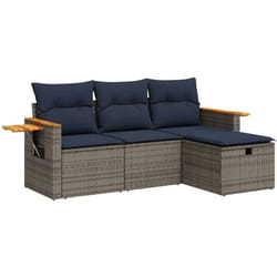 Vidaxl - Salon de jardin 4 pcs avec coussins gris résine tressée