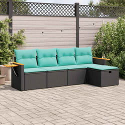Salon De Jardin 5 Pcs Avec Coussins Noir Résine Tressée Vidaxl