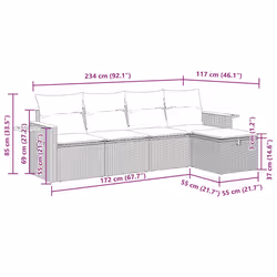 Salon De Jardin 5 Pcs Avec Coussins Noir Résine Tressée Vidaxl - Vue supplémentaire 2