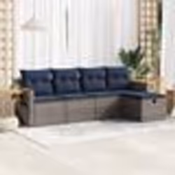vidaXL Salon de jardin 5 pcs avec coussins gris résine tressée