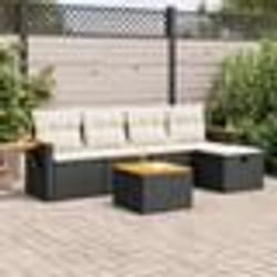 vidaXL Salon de jardin 6 pcs avec coussins noir résine tressée