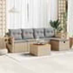 vidaXL Salon de jardin avec coussins 6 pcs beige résine tressée