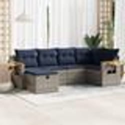 vidaXL Salon de jardin 6 pcs avec coussins gris résine tressée